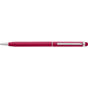RUBBY kovové guličkové pero so stylusom (modrá n.), červená