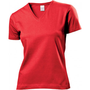 Tričko STEDMAN CLASSIC V-NECK WOMEN červená XXL