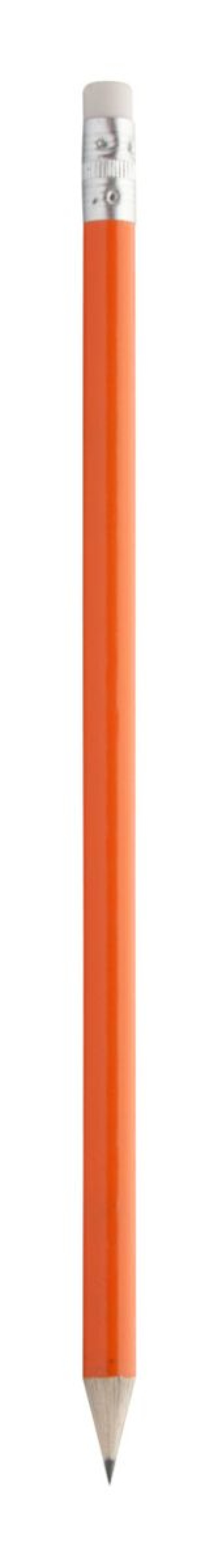 GORETA Dřevěná tužka s gumou, oranžová