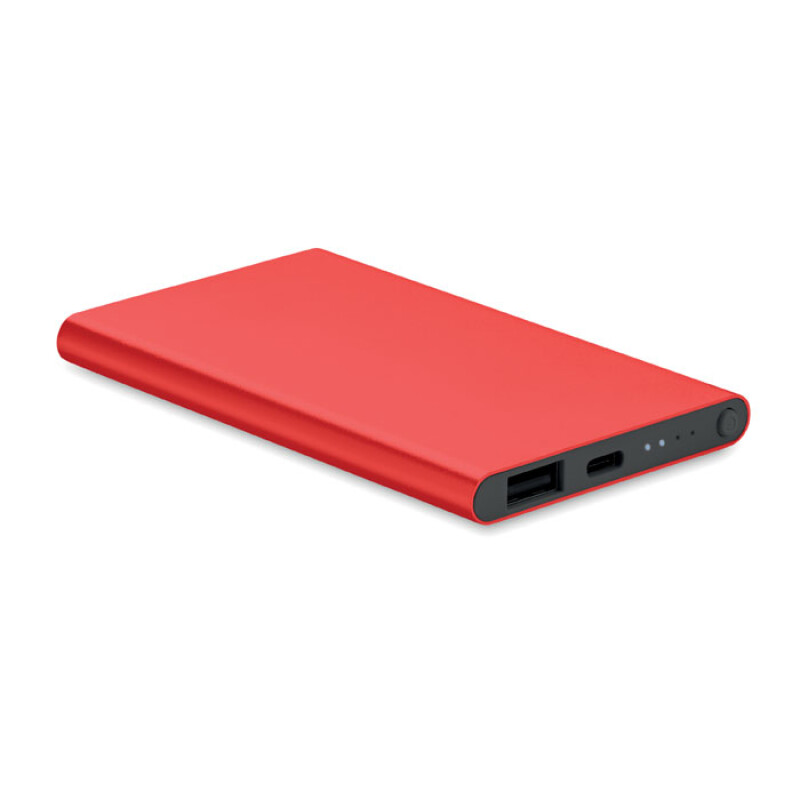 Hliníková powerbanka 4000mAh, červená