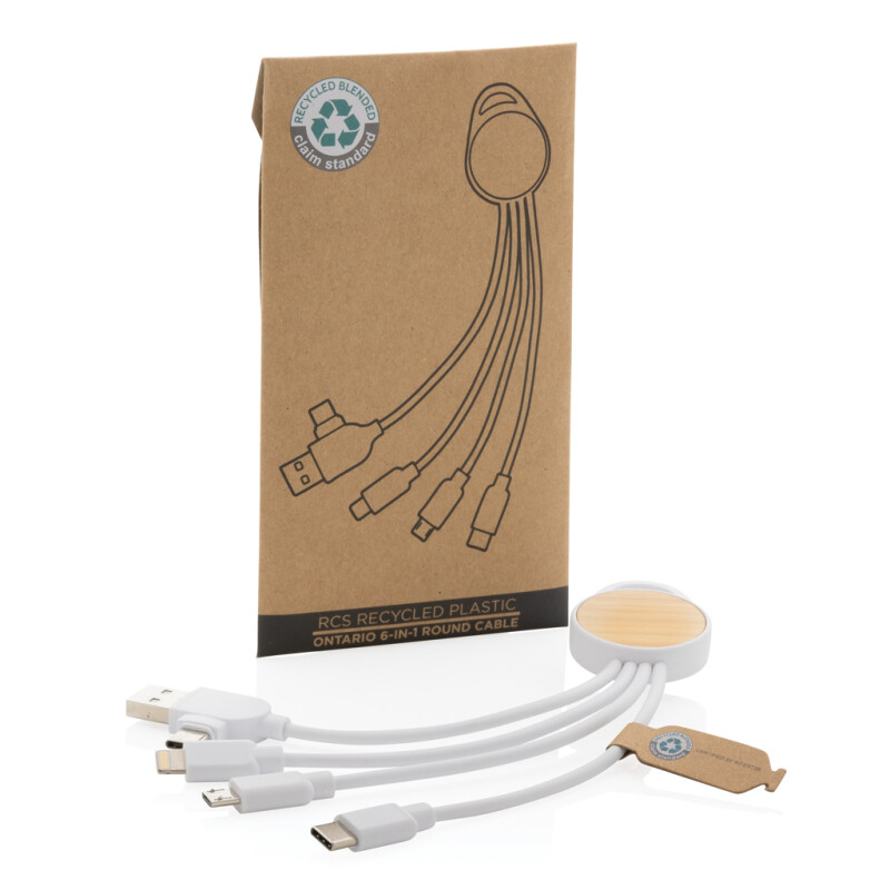 Kapesní nabíjecí kabel 6 v 1 Ontario z RCS recykl. plastu