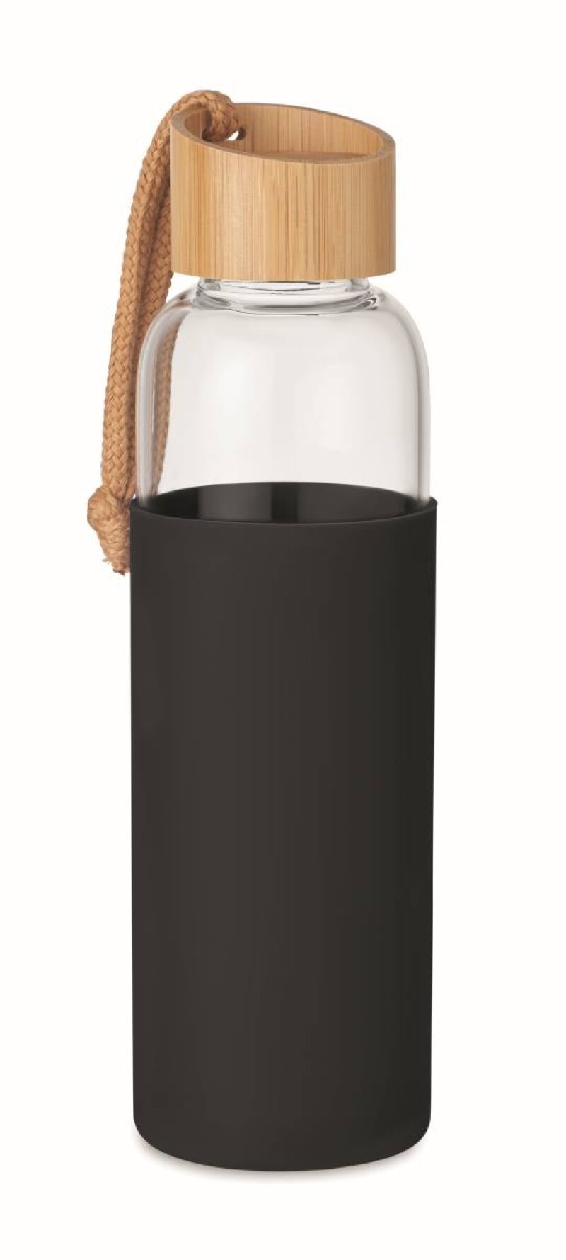 Skleněná láhev 500ml se silikonovým obalem, černá