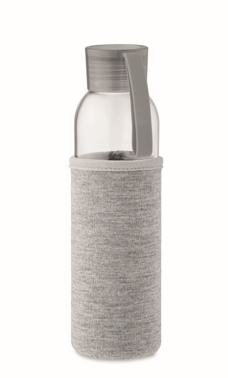 Láhev na pití z recyklovaného skla, neoprenový rukáv, 500ml, šedá