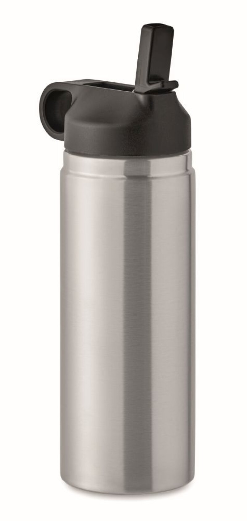 Dvoustěnná láhev na pití z recyklované nerezové oceli s integrovaným brčkem, 500ml, stříbrná