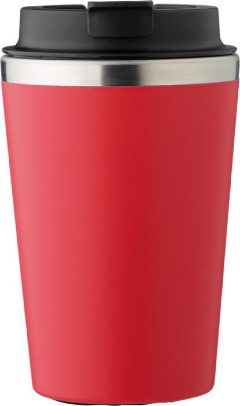 MARON Cestovní hrnek z nerezové oceli a PP, 350 ml, červená