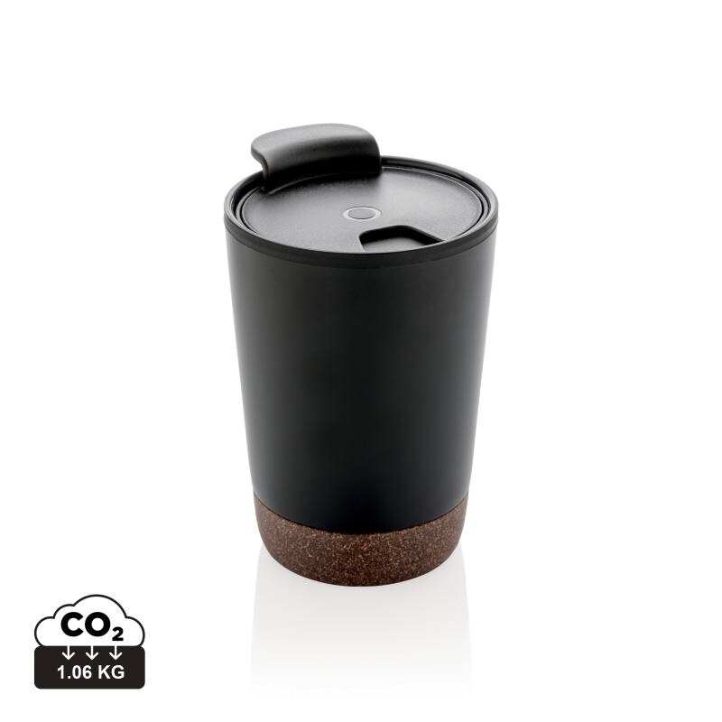 Termohrnek s korkovým dnem, 300ml, černý