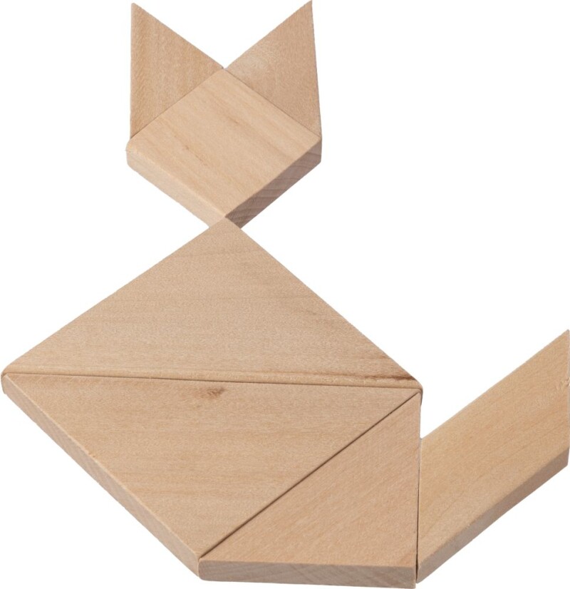 Dřevěné tangramové puzzle, hnědá