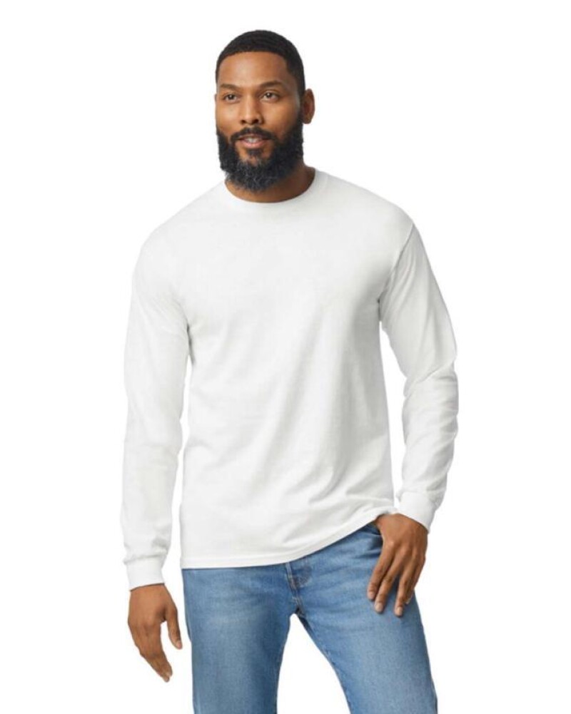 Pánské tričko GILDAN HEAVY COTTON ADULT s dlouhým rukávem, bílá, M