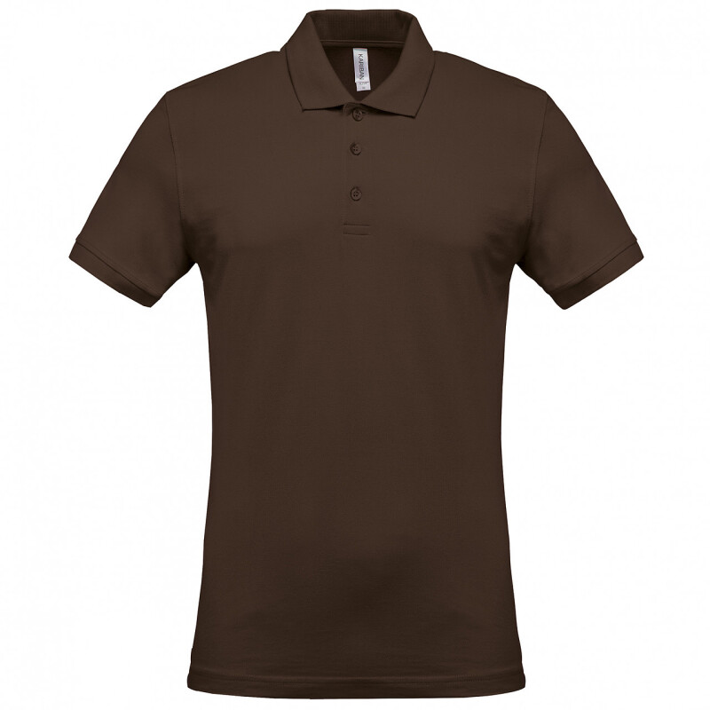 Pánské polotriko KARIBAN SHORT-SLEEVED PIQUÉ POLO SHIRT, tmavě hnědá, 3XL