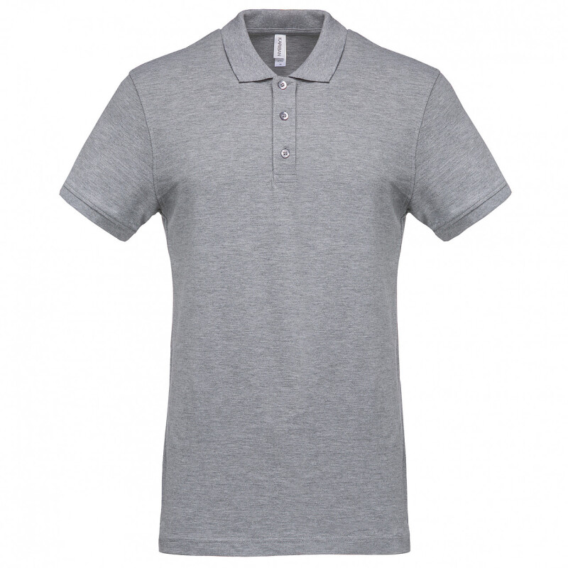 Pánské polotriko KARIBAN SHORT-SLEEVED PIQUÉ POLO SHIRT, světle šedý melír, L