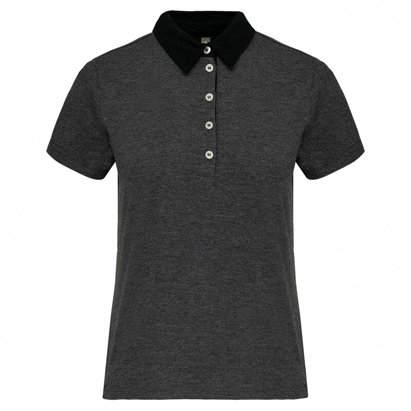 Dámské polotriko KARIBAN TWO-TONE JERSEY POLO SHIRT, tm.šedá/černá, S
