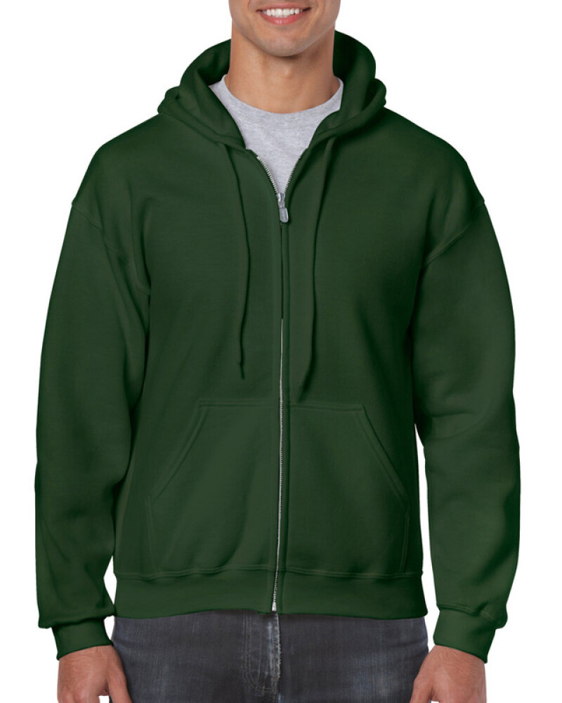 Pánská mikina GILDAN HEAVY BLEND ADULT FULL ZIP HOODED 271g, tmavě zelená, L