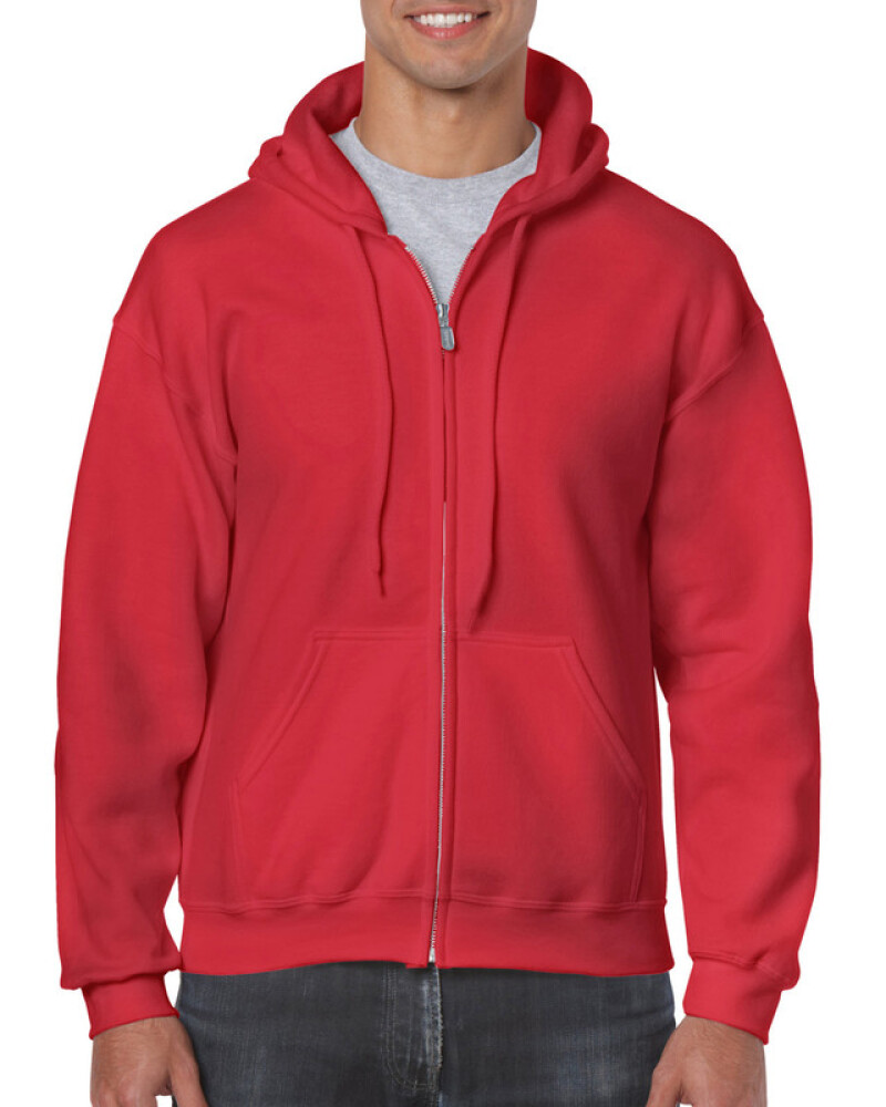 Pánská mikina GILDAN HEAVY BLEND ADULT FULL ZIP HOODED 271g, červená, 4XL