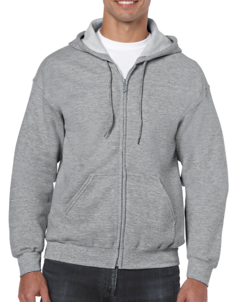 Pánská mikina GILDAN HEAVY BLEND ADULT FULL ZIP HOODED 271g, světle šedý melír, 5XL
