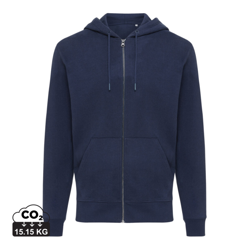 Mikina na zip s kapucí, recyklovaná bavlna, námořní modrá, 5XL