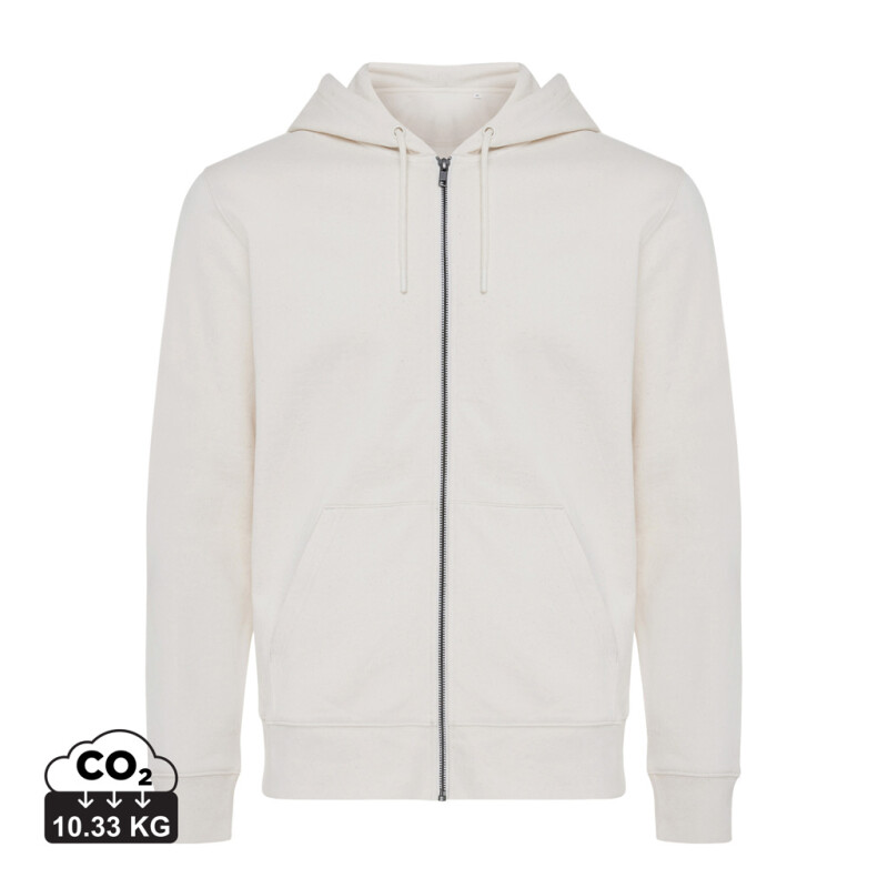 Mikina na zip s kapucí, recyklovaná bavlna, béžová, 5XL
