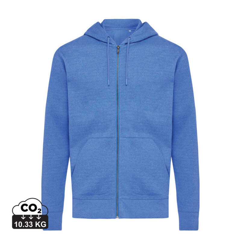 Mikina na zip s kapucí, recyklovaná bavlna, modrá, 3XL