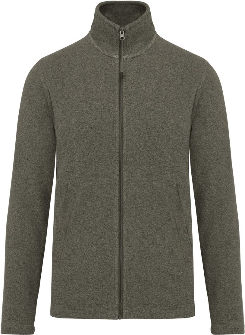 Pánská mikrofleecová mikina Kariban fleece jacket men, tmavě zelený melír, vel. XXL