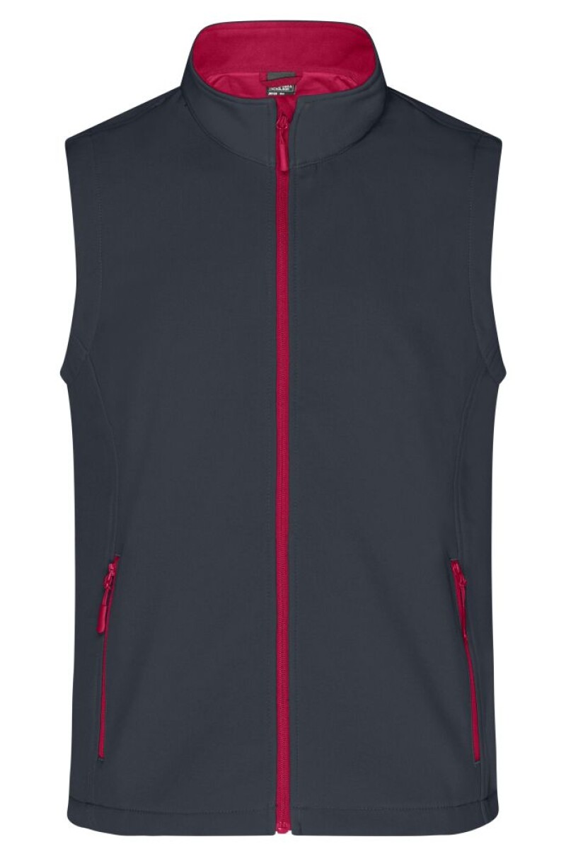 Pánská vesta James & Nicholson Promo softshell, tmavě šedá/červená, velikost S