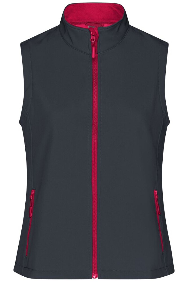 Dámská vesta James & Nicholson Promo softshell, tmavě šedá/červená, velikost XL