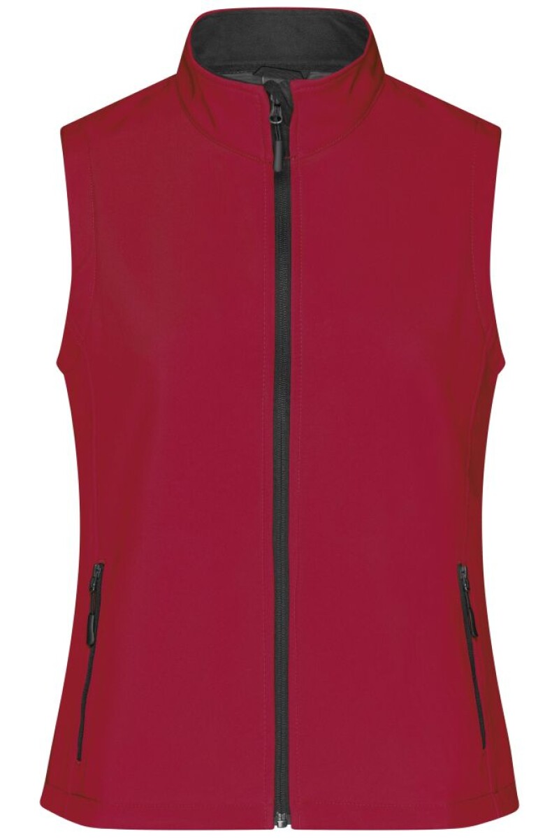 Dámská vesta James & Nicholson Promo softshell, červená/černá, velikost M