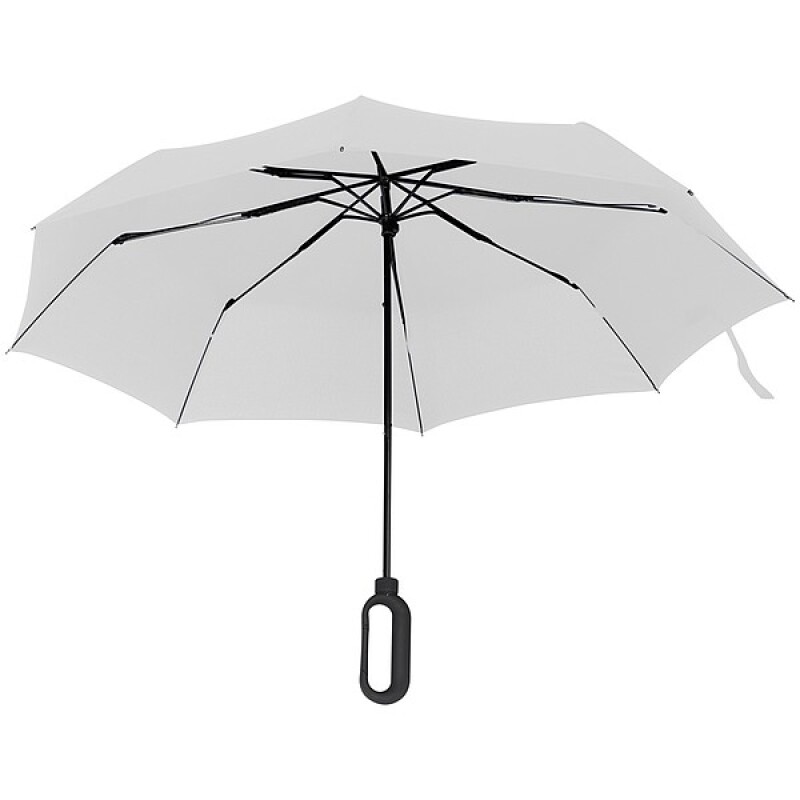 Automatický skládací deštník, pr. 98cm, s karabinou v rukojeti, bílý