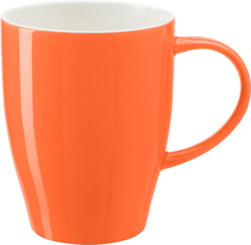 BONE Porcelánový hrnek s bílým vnitřkem, objem 350 ml, oranžový