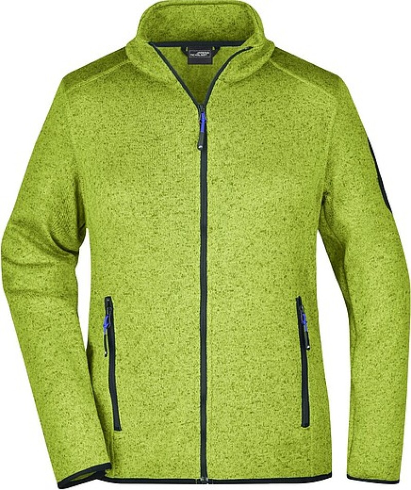 Dámská fleecová bunda James Nicholson knit fleece jacket women, jasně zelená/modrá, vel. XL
