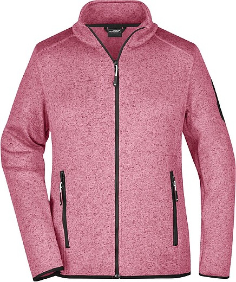 Dámská fleecová bunda James Nicholson knit fleece jacket women, růžová/bílá, vel. XL