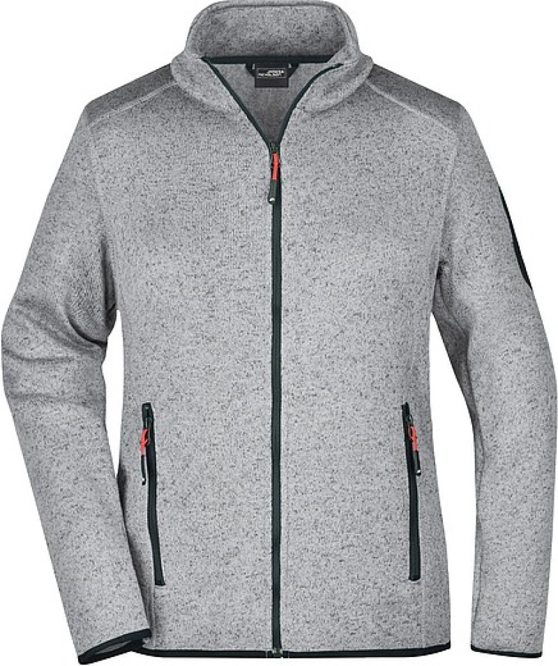 Dámská fleecová bunda James Nicholson knit fleece jacket women, šedá/červená, vel. M