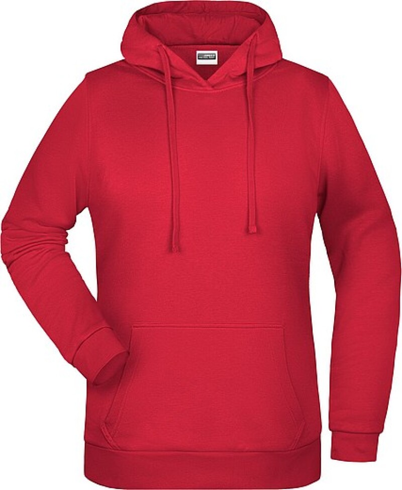 Dámská mikina s kapucí James Nicholson sweat hoodie women, červená, vel. XXL