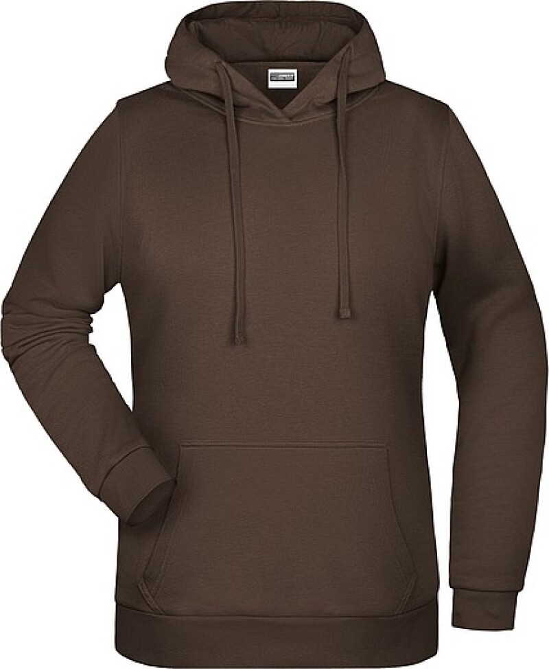 Dámská mikina s kapucí James Nicholson sweat hoodie women, hnědá, vel. M