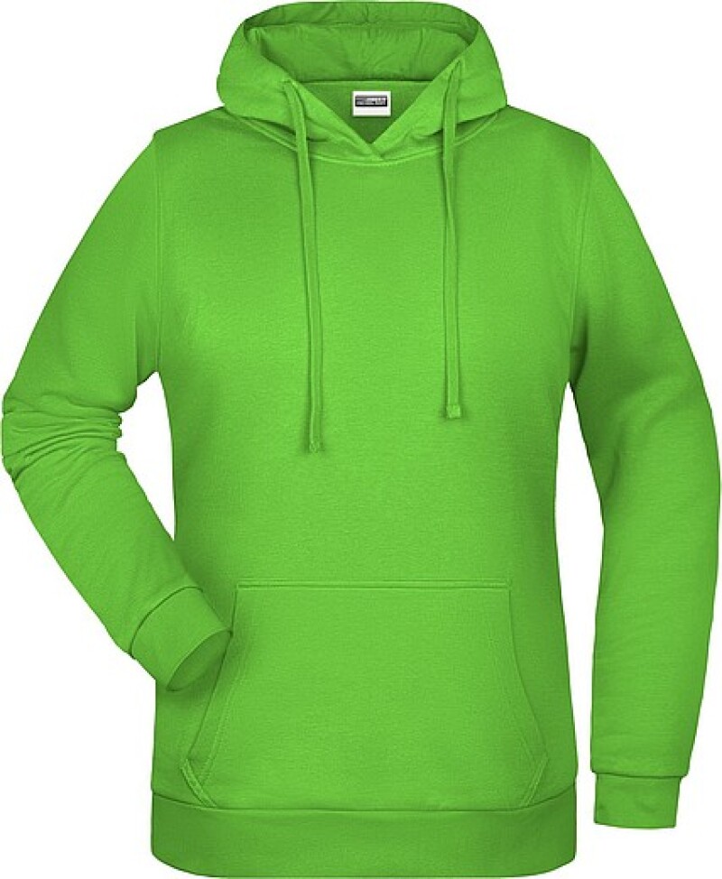 Dámská mikina s kapucí James Nicholson sweat hoodie women, jasně zelená, vel. XL