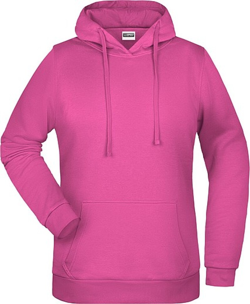 Dámská mikina s kapucí James Nicholson sweat hoodie women, růžová, vel. L