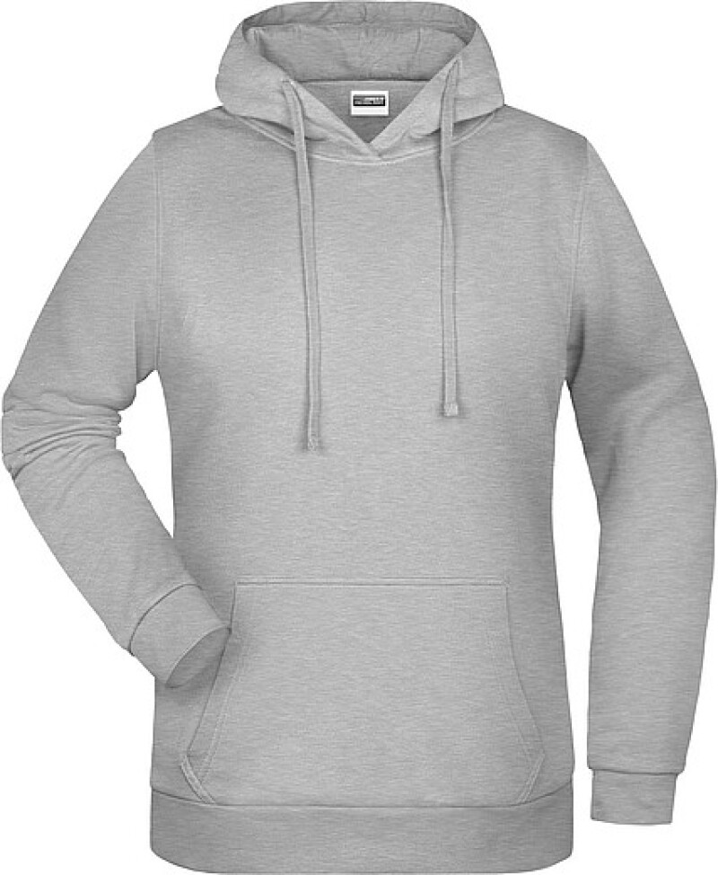 Dámská mikina s kapucí James Nicholson sweat hoodie women, tmavě šedý melír, vel. S