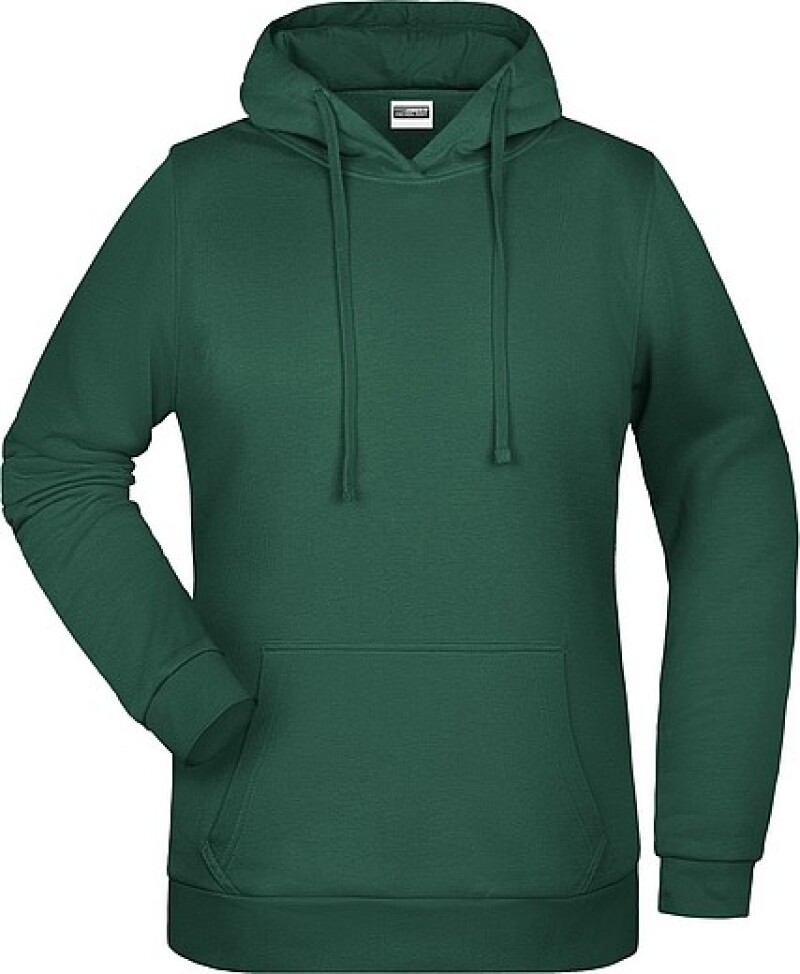 Dámská mikina s kapucí James Nicholson sweat hoodie women, tmavě zelená, vel. L