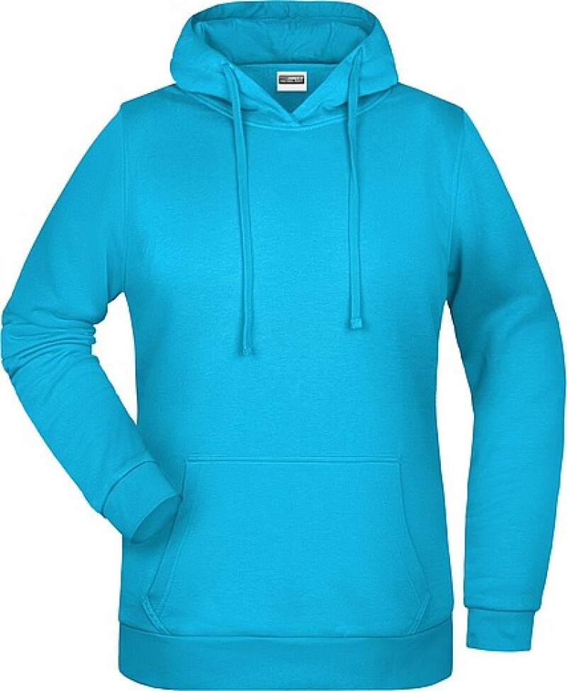 Dámská mikina s kapucí James Nicholson sweat hoodie women, tyrkysová, vel. 3XL