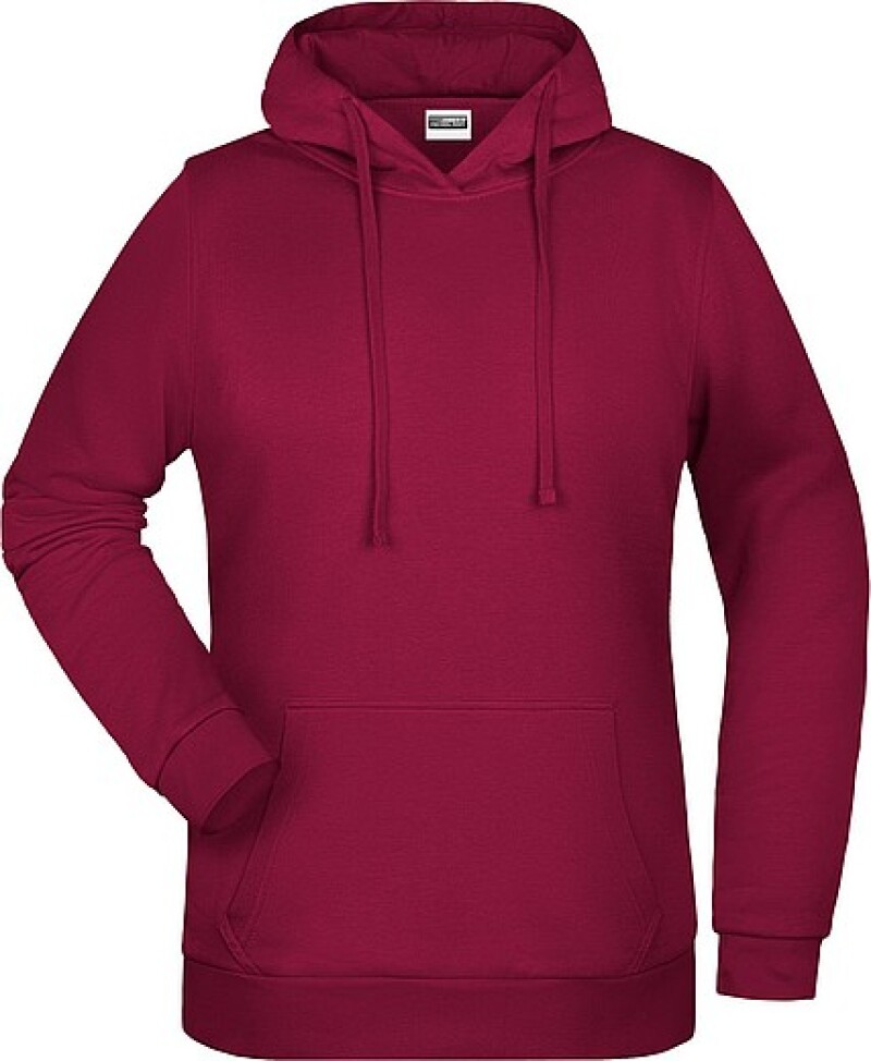 Dámská mikina s kapucí James Nicholson sweat hoodie women, vínová, vel. XL