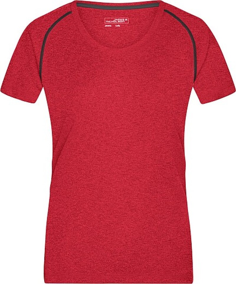 Dámské sportovní tričko James Nicholson sports T-shirt women, červený melír/černá, vel. XXL