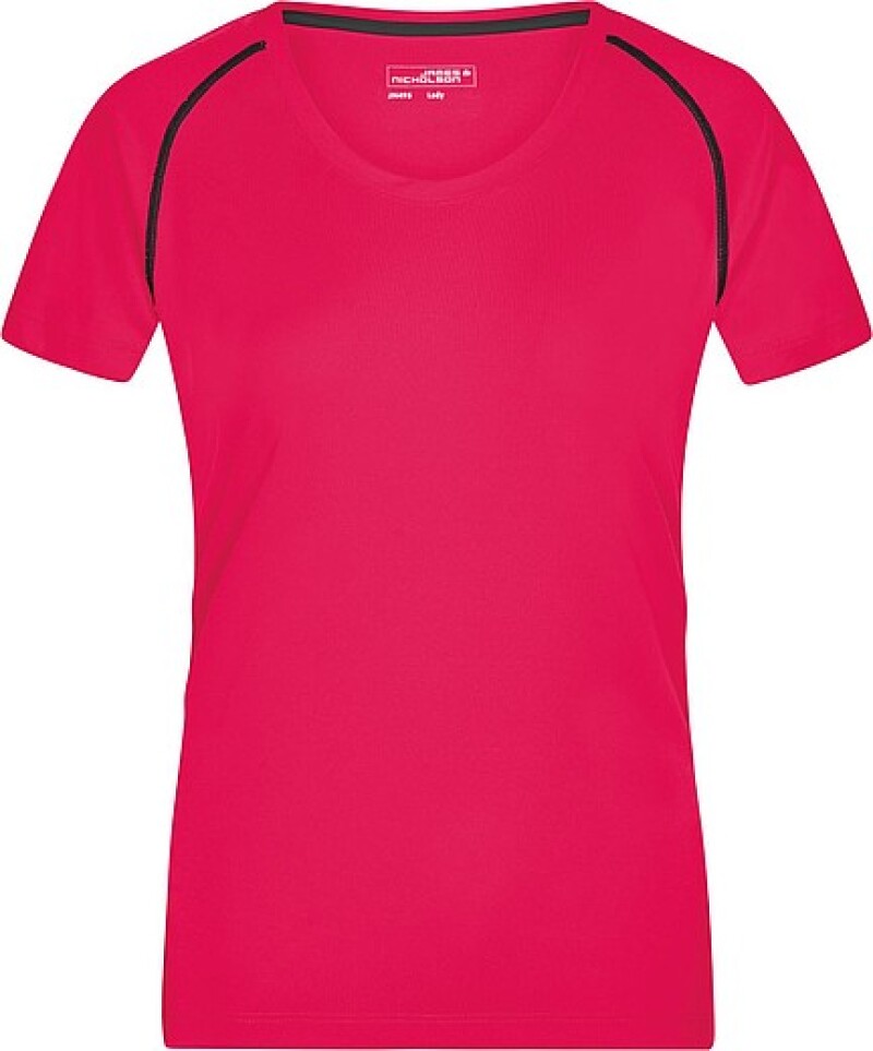 Dámské sportovní tričko James Nicholson sports T-shirt women, růžová/černá, vel. S