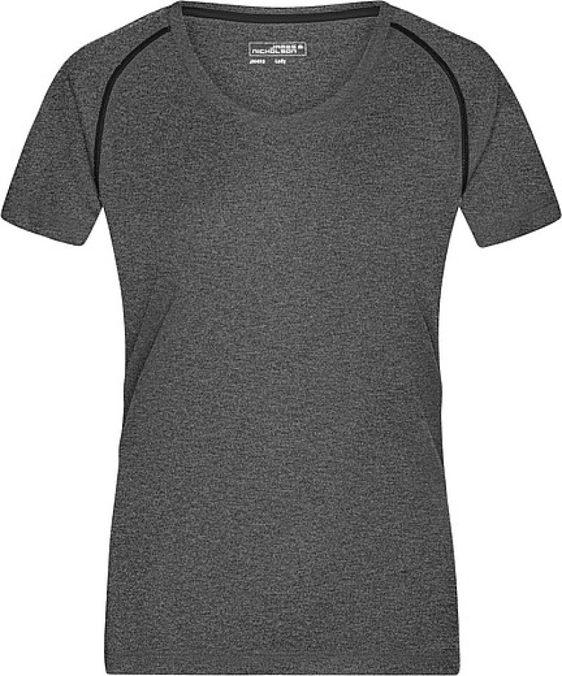 Dámské sportovní tričko James Nicholson sports T-shirt women, šedý melír/černá, vel. L