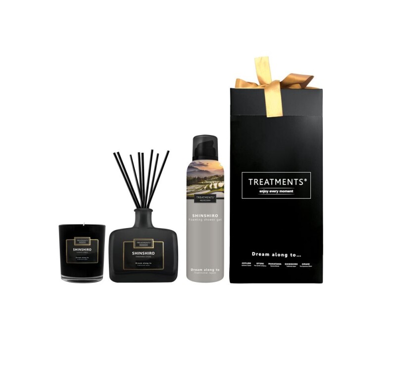 Dárková sada TREATMENTS® obsahující svíčku, difuzér 200 ml a sprchovou pěnu 200 ml - Giftbox Home & Body - Shinshiro