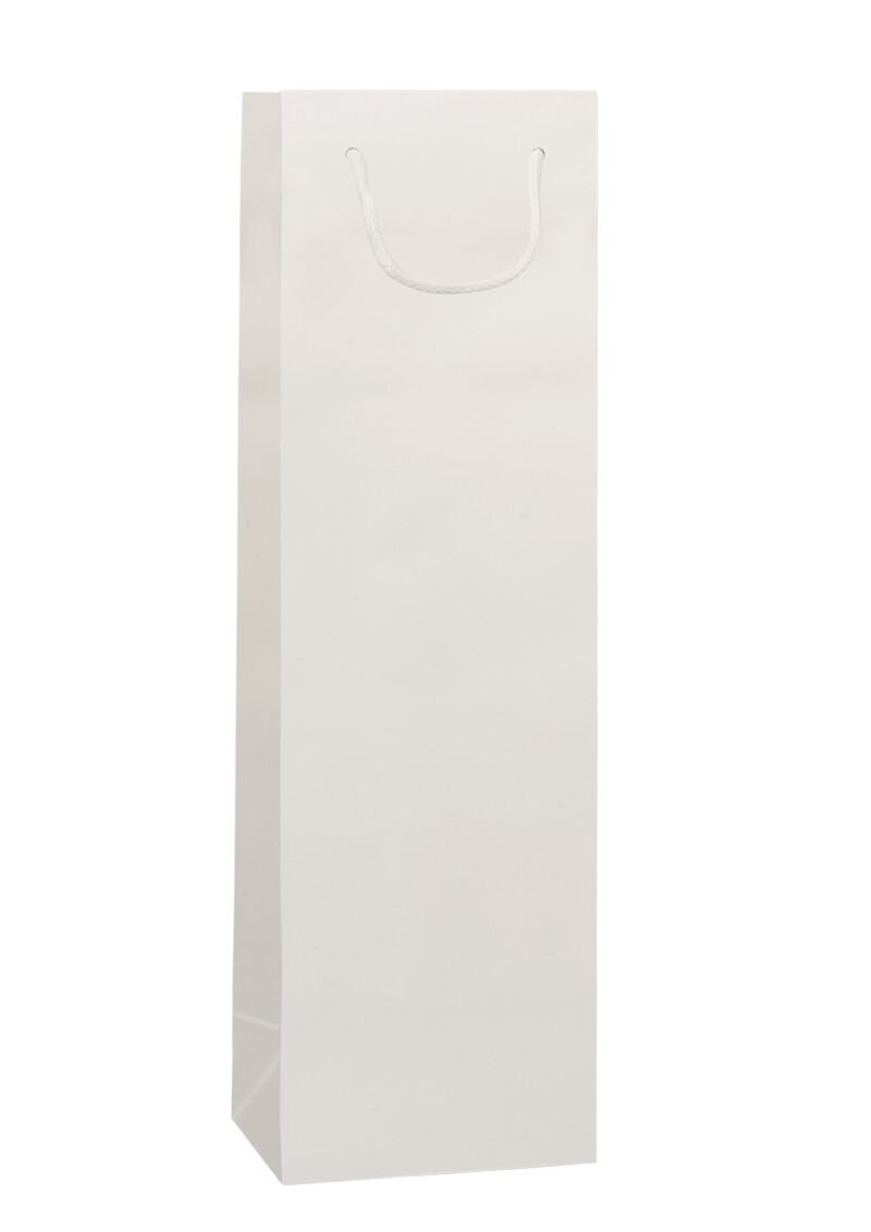 Dárková taška na víno GLASS BIANCO LUX 12x9x40, bílá, lamino lesk