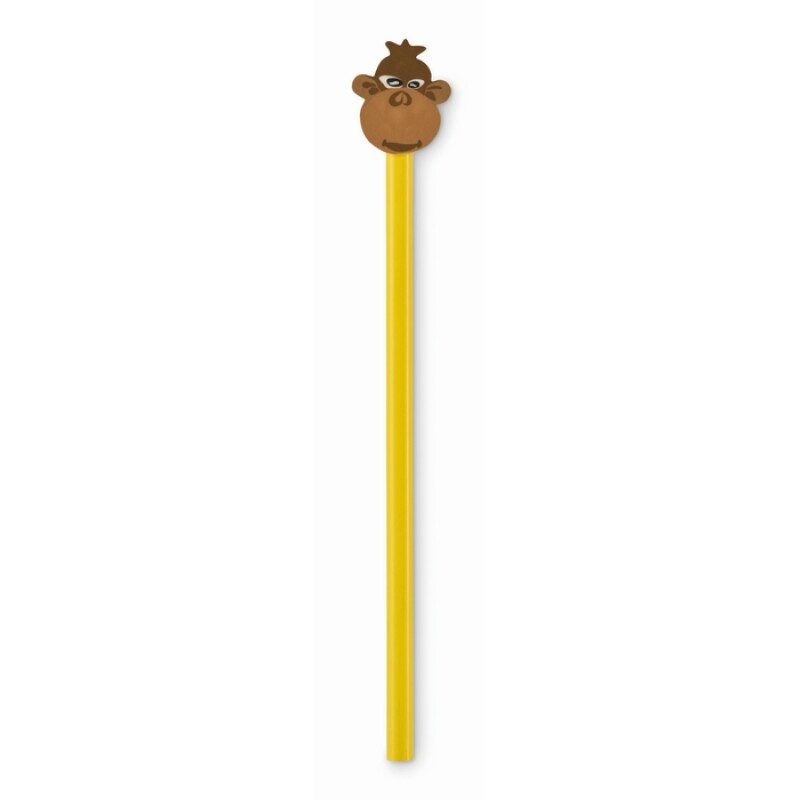 RAMIDOLA Dřevěná dětská tužka s gumou, žlutá