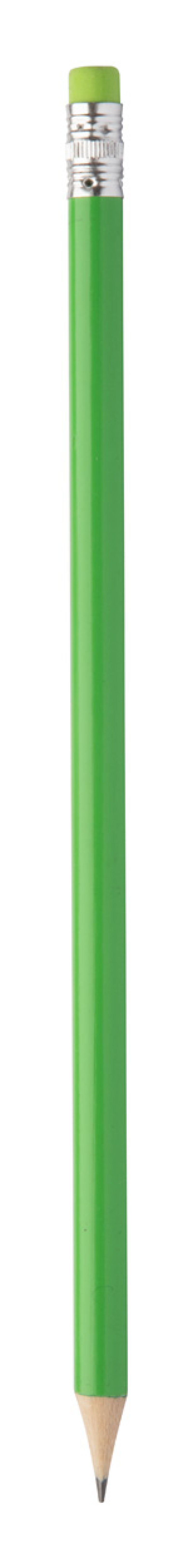 Dřevěná tužka s gumou, hrocená, světle zelená