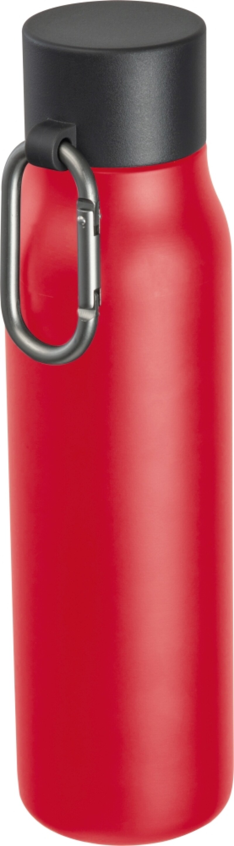 Dvoustěnná láhev s karabinou 600 ml, červená