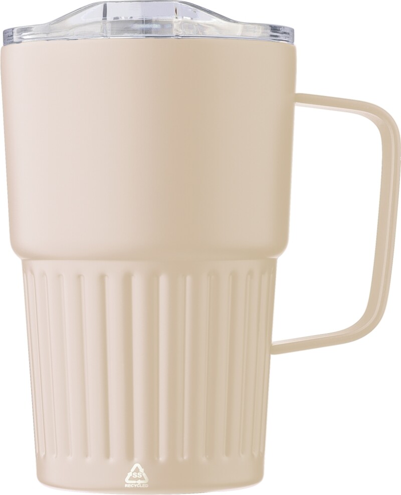 ARIOS Dvoustěnný cestovní termohrnek z recyklované nerezové oceli 450 ml, béžová