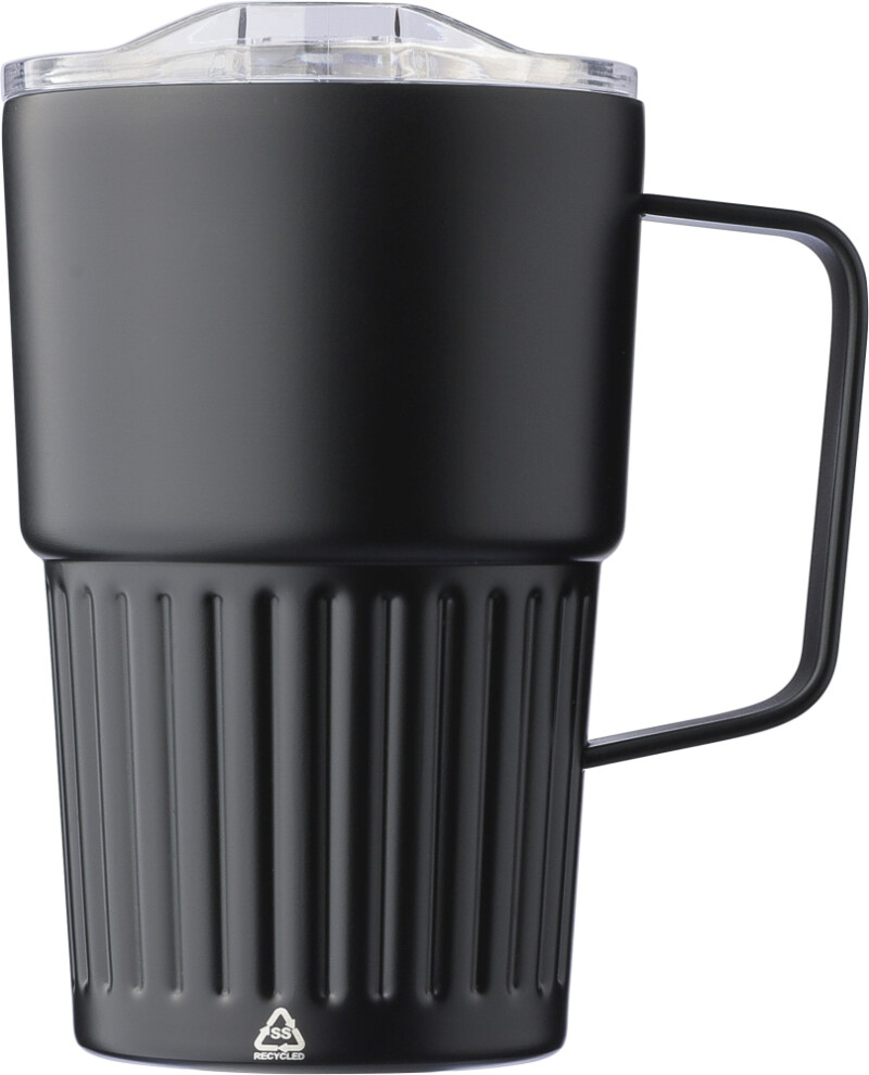 ARIOS Dvoustěnný cestovní termohrnek z recyklované nerezové oceli 450 ml, černá