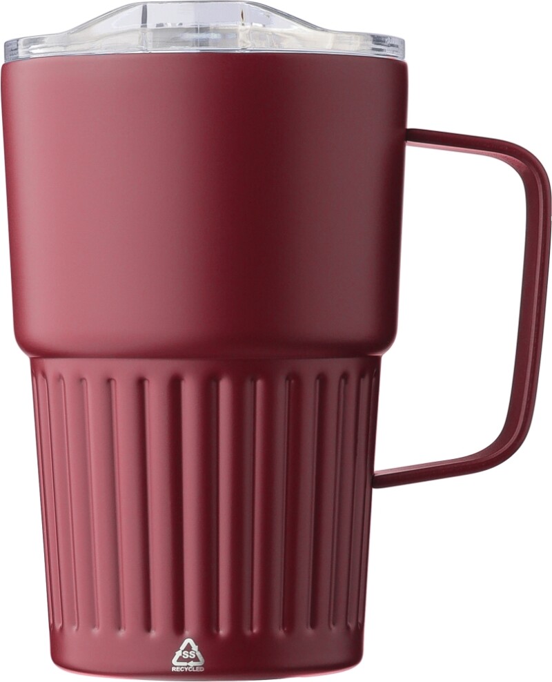 ARIOS Dvoustěnný cestovní termohrnek z recyklované nerezové oceli 450 ml, vínová