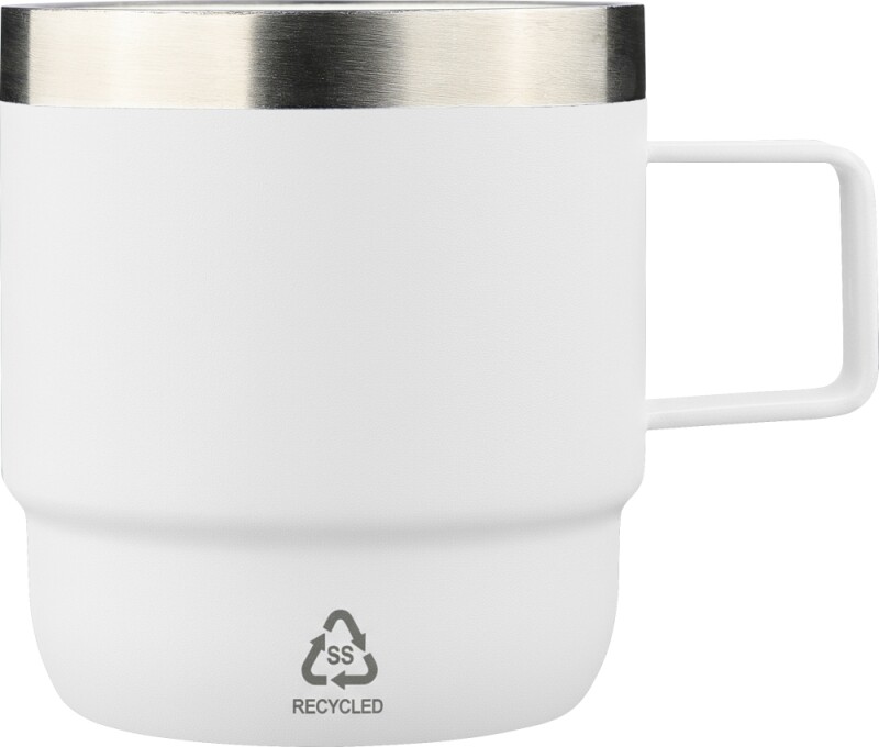 Dvoustěnný hrnek z recyklované nerezové oceli, 180 ml, bílá